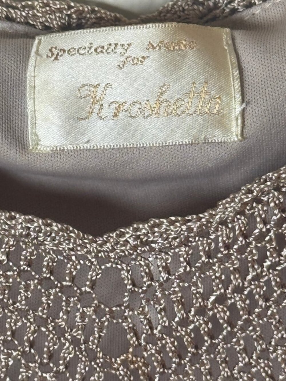 Stunning Knit Slip Dress Knit Maxi Dress Taupe Boho Chic‎ Kroshetta Small Lined - Picture 7 of 9